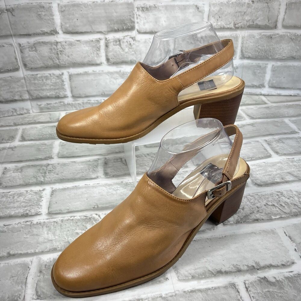 Westies Women's Size 9.5 Brown Tan Leather Vintage Block Heel Mule Clogs - Picture 3 of 13
